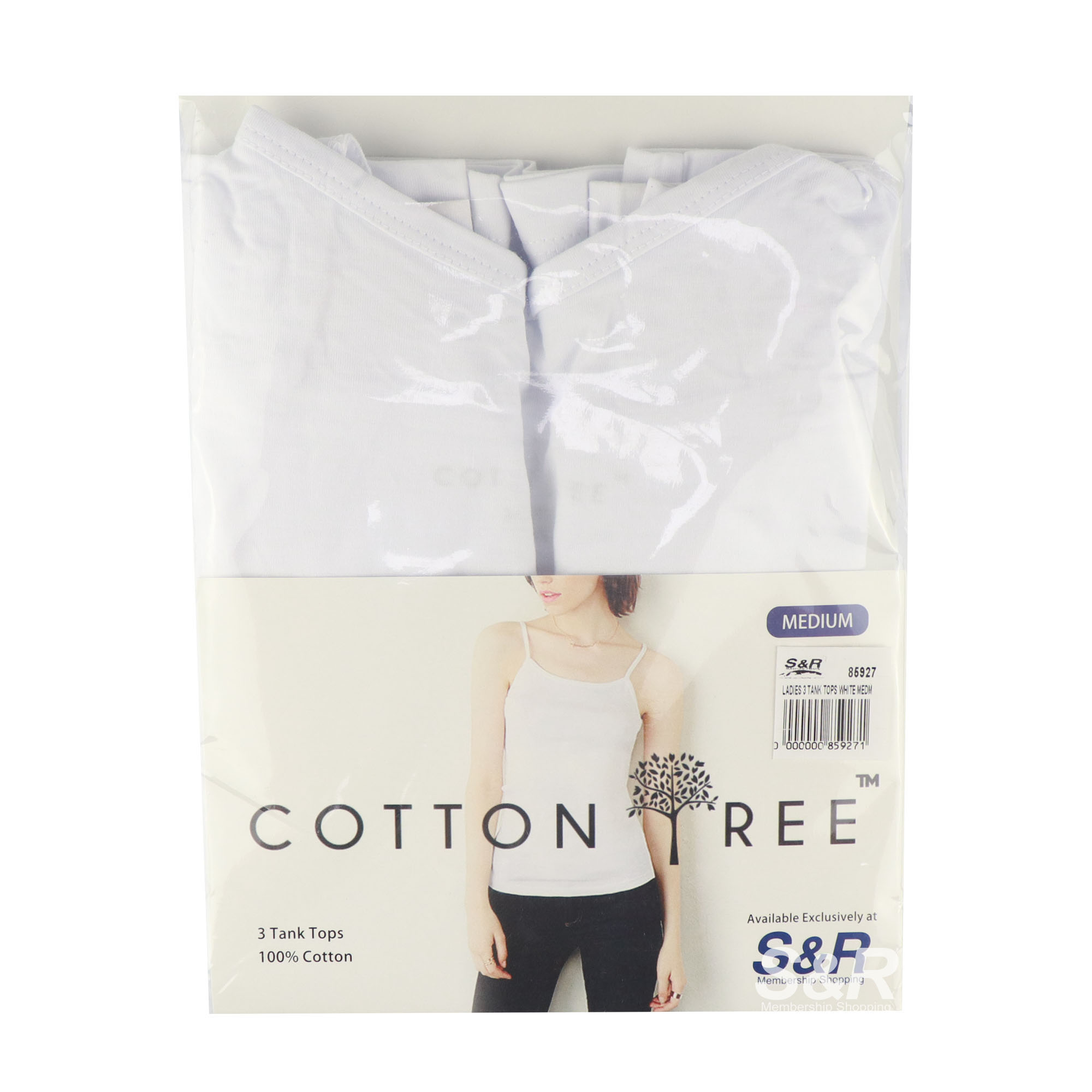 Cotton Tree Ladies' White Tank Top Medium 3pcs Cotton Tree Ladies' White Tank Top Medium 3pcs
